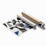 Abstract Art for Sale – Geometric Contemporary Blue & Gray Print