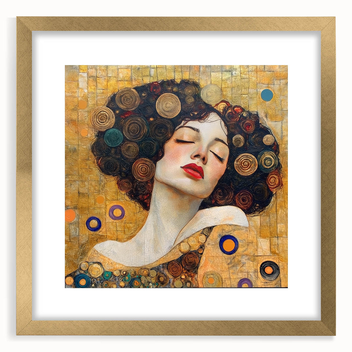 Elegant Abstract Figurative Wall Art – Golden Modern Portrait Painting