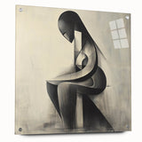 Abstract Human Form Artwork – Minimalist Monochrome Figurative Art