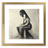 Abstract Human Form Artwork – Minimalist Monochrome Figurative Art