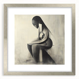 Abstract Human Form Artwork – Minimalist Monochrome Figurative Art