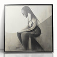 Abstract Human Form Artwork – Minimalist Monochrome Figurative Art
