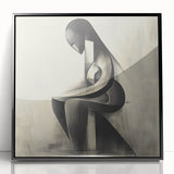 Abstract Human Form Artwork – Minimalist Monochrome Figurative Art