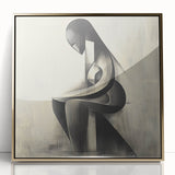 Abstract Human Form Artwork – Minimalist Monochrome Figurative Art