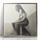 Abstract Human Form Artwork – Minimalist Monochrome Figurative Art