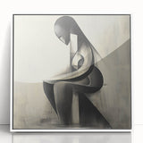 Abstract Human Form Artwork – Minimalist Monochrome Figurative Art