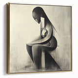 Abstract Human Form Artwork – Minimalist Monochrome Figurative Art