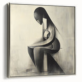 Abstract Human Form Artwork – Minimalist Monochrome Figurative Art