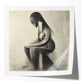 Abstract Human Form Artwork – Minimalist Monochrome Figurative Art