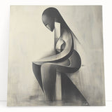 Abstract Human Form Artwork – Minimalist Monochrome Figurative Art