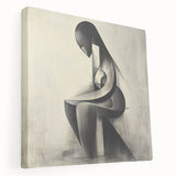 Abstract Human Form Artwork – Minimalist Monochrome Figurative Art