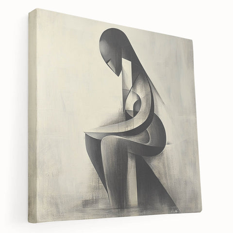 Abstract Human Form Artwork – Minimalist Monochrome Figurative Art
