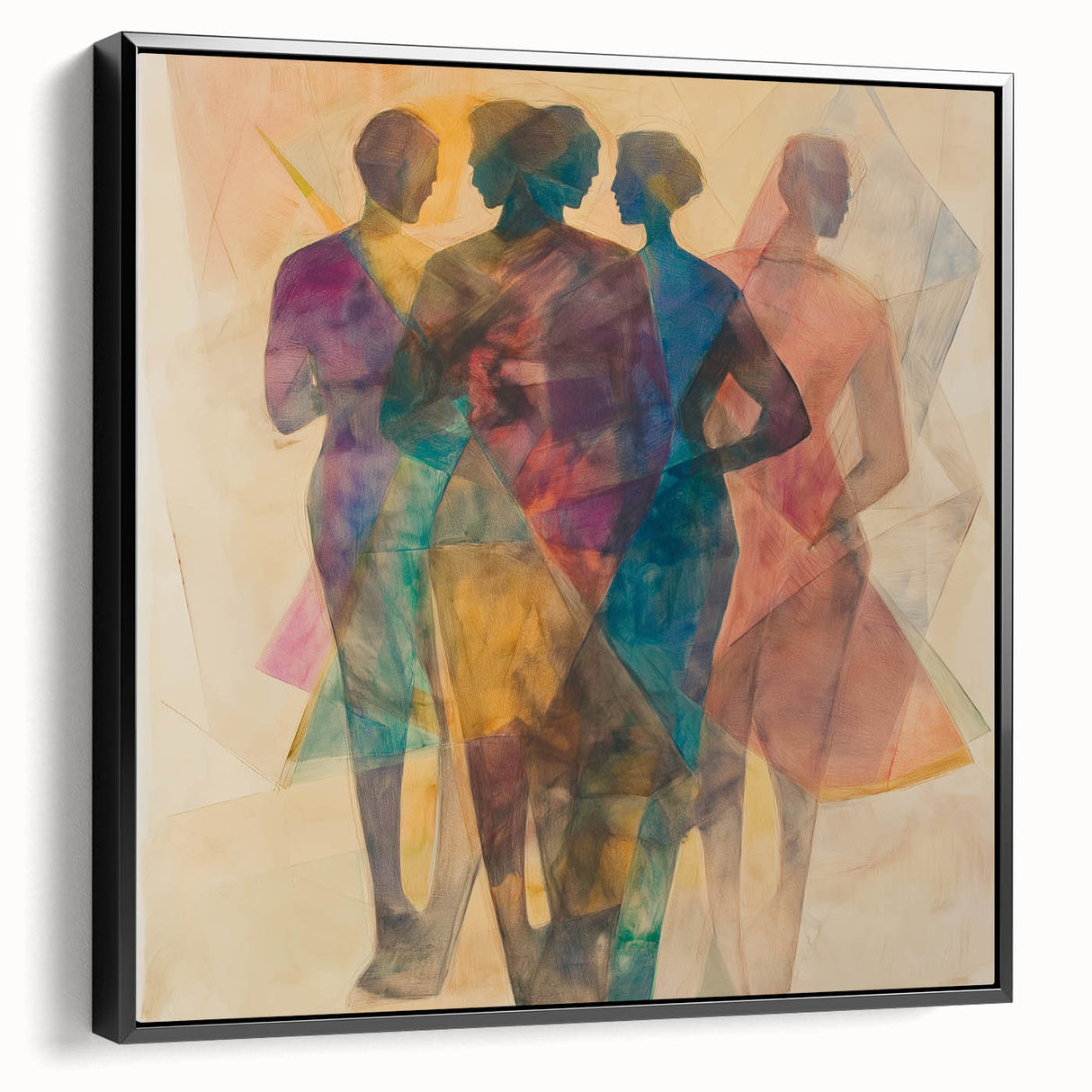 Colorful Abstract Figurative Paintings – Geometric Human Form Art