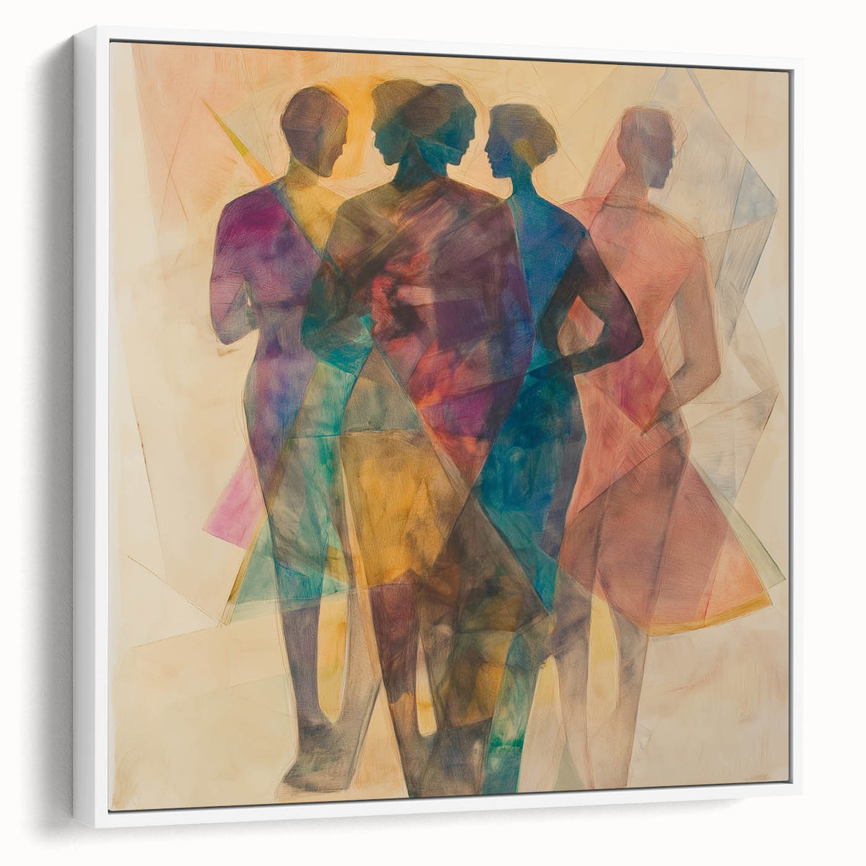 Colorful Abstract Figurative Paintings – Geometric Human Form Art