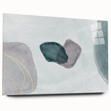 Modern Abstract Fluid Art – Minimalist Gray & Teal Wall Decor
