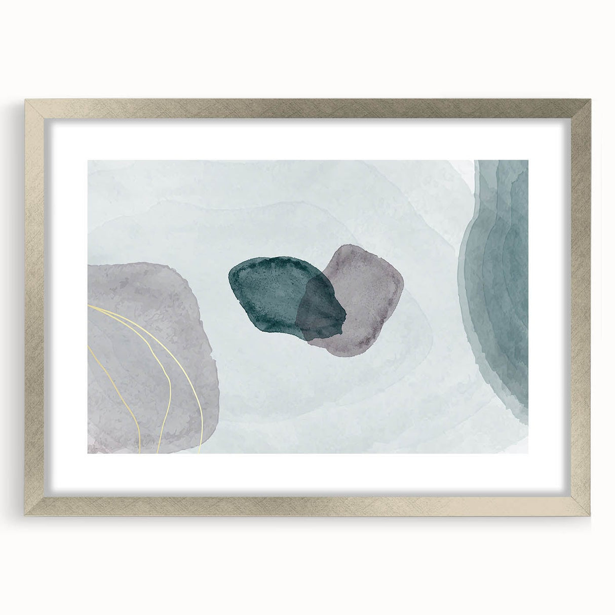 Modern Abstract Fluid Art – Minimalist Gray & Teal Wall Decor