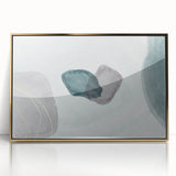 Modern Abstract Fluid Art – Minimalist Gray & Teal Wall Decor