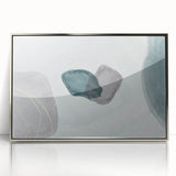 Modern Abstract Fluid Art – Minimalist Gray & Teal Wall Decor