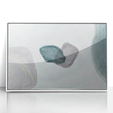 Modern Abstract Fluid Art – Minimalist Gray & Teal Wall Decor