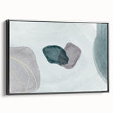 Modern Abstract Fluid Art – Minimalist Gray & Teal Wall Decor