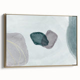 Modern Abstract Fluid Art – Minimalist Gray & Teal Wall Decor