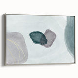 Modern Abstract Fluid Art – Minimalist Gray & Teal Wall Decor