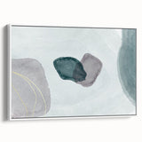 Modern Abstract Fluid Art – Minimalist Gray & Teal Wall Decor