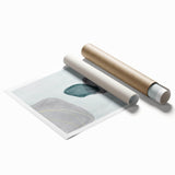 Modern Abstract Fluid Art – Minimalist Gray & Teal Wall Decor