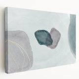 Modern Abstract Fluid Art – Minimalist Gray & Teal Wall Decor