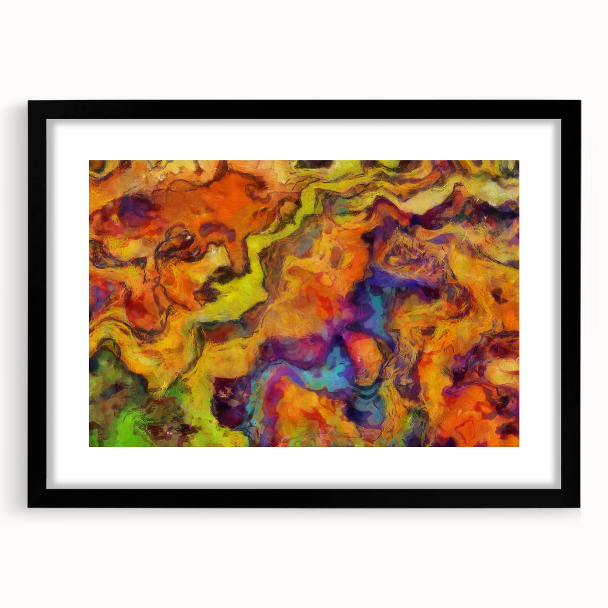 Colorful Abstract Wall Hangings – Fiery Organic Texture Flow