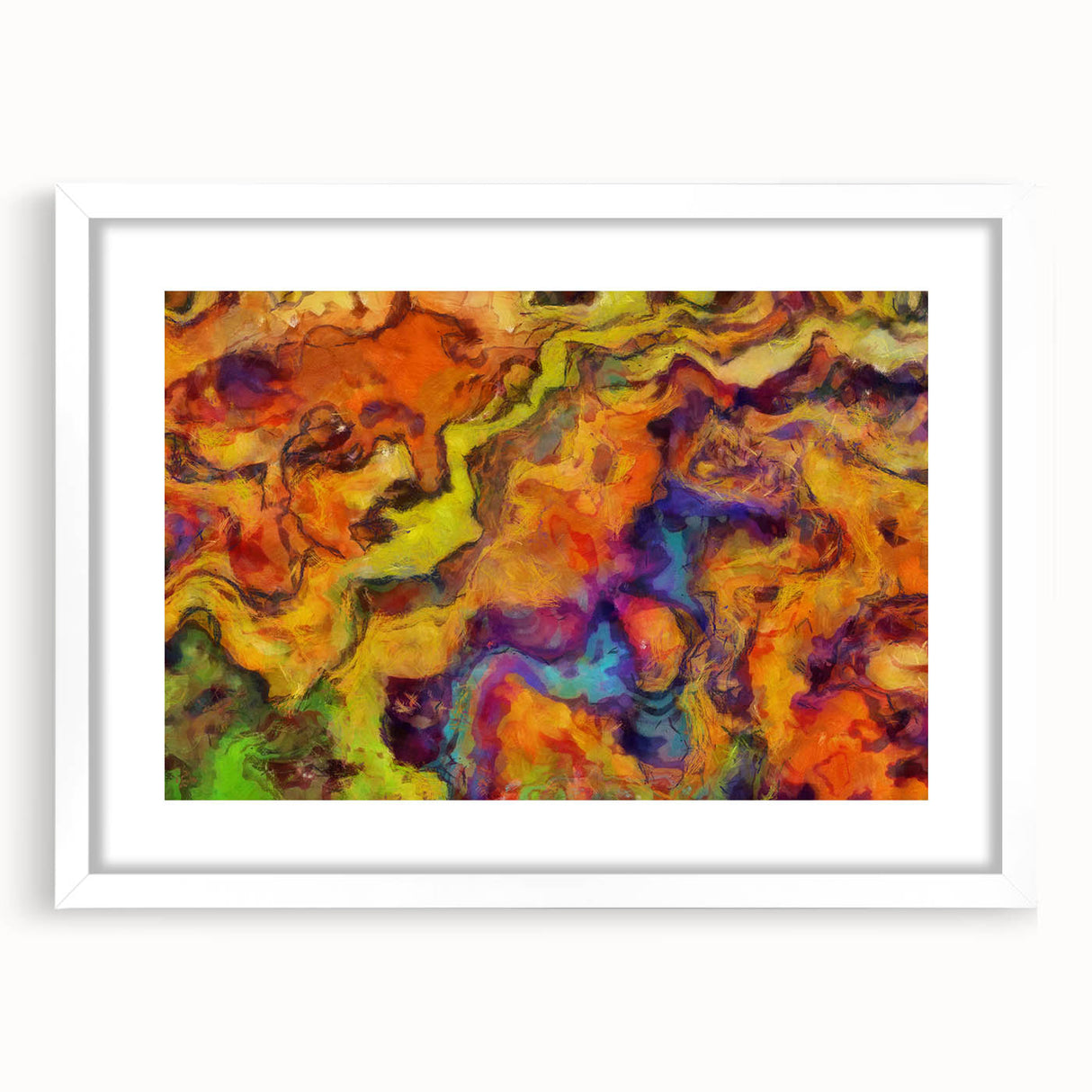 Colorful Abstract Wall Hangings – Fiery Organic Texture Flow