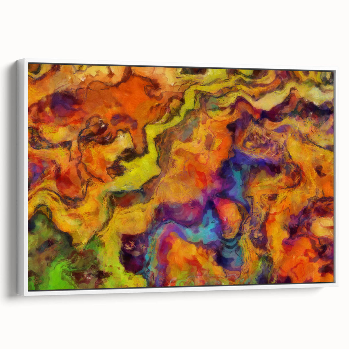 Colorful Abstract Wall Hangings – Fiery Organic Texture Flow