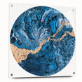 High-End Abstract Wall Decor – Round Blue & Gold Art Piece