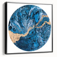 High-End Abstract Wall Decor – Round Blue & Gold Art Piece