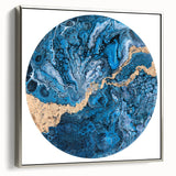 High-End Abstract Wall Decor – Round Blue & Gold Art Piece