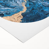 High-End Abstract Wall Decor – Round Blue & Gold Art Piece