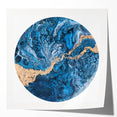 High-End Abstract Wall Decor – Round Blue & Gold Art Piece
