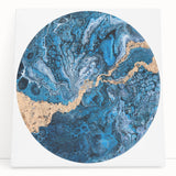 High-End Abstract Wall Decor – Round Blue & Gold Art Piece