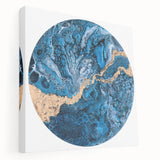 High-End Abstract Wall Decor – Round Blue & Gold Art Piece