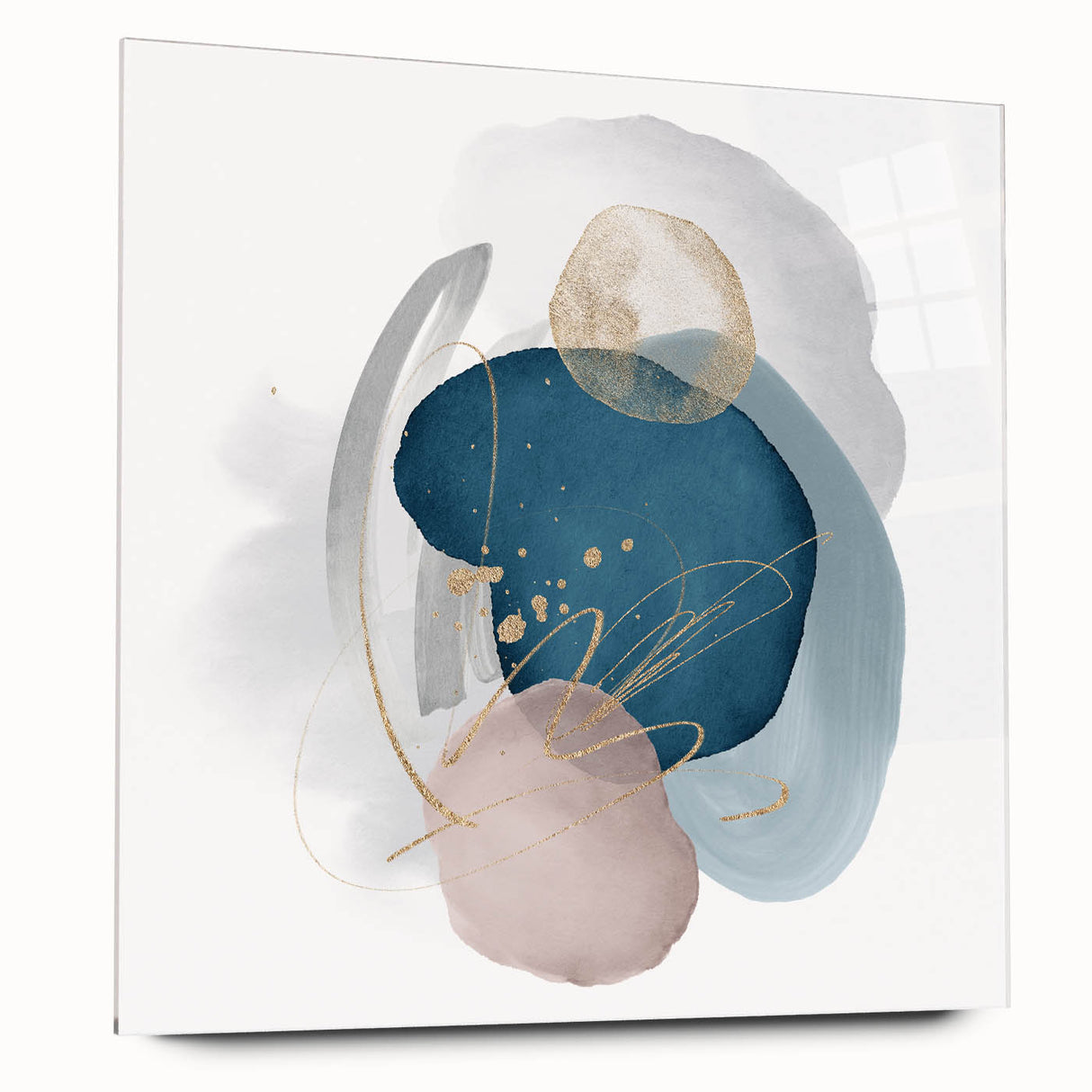Contemporary Minimalist Wall Art – Navy Blue and Soft Gold Abstract