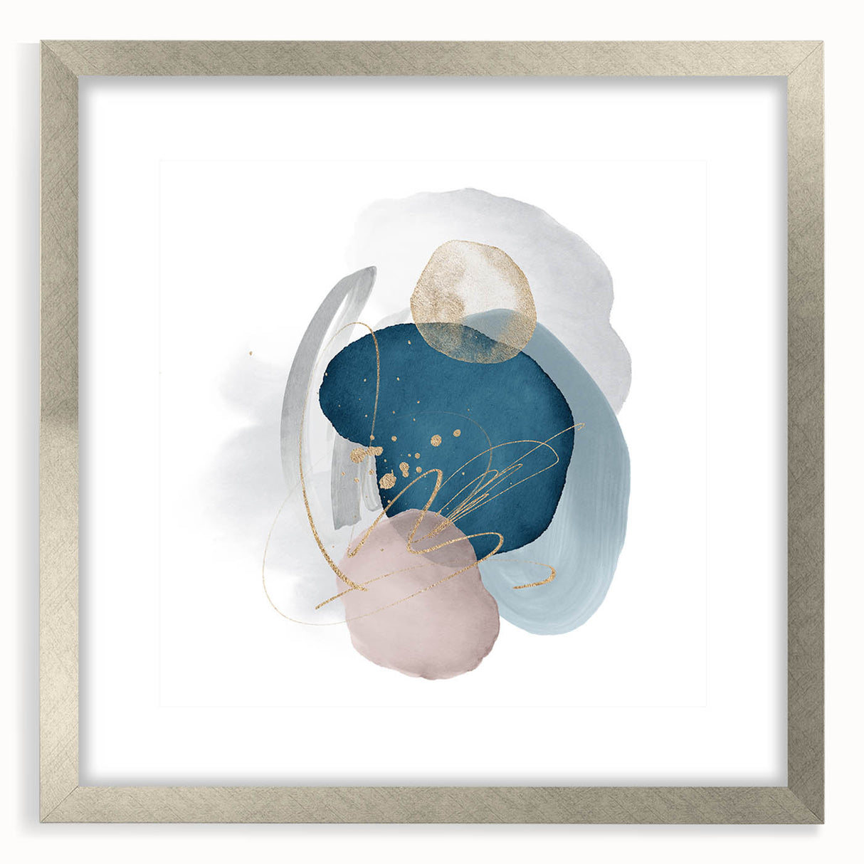 Contemporary Minimalist Wall Art – Navy Blue and Soft Gold Abstract