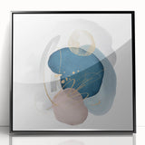 Contemporary Minimalist Wall Art – Navy Blue and Soft Gold Abstract