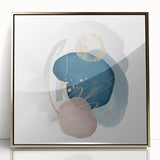 Contemporary Minimalist Wall Art – Navy Blue and Soft Gold Abstract