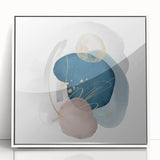 Contemporary Minimalist Wall Art – Navy Blue and Soft Gold Abstract