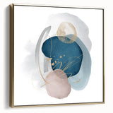 Contemporary Minimalist Wall Art – Navy Blue and Soft Gold Abstract