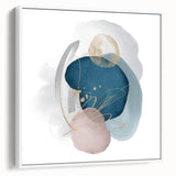 Contemporary Minimalist Wall Art – Navy Blue and Soft Gold Abstract