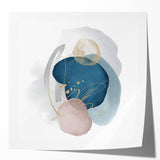 Contemporary Minimalist Wall Art – Navy Blue and Soft Gold Abstract