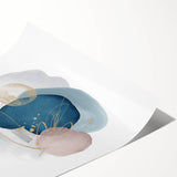 Contemporary Minimalist Wall Art – Navy Blue and Soft Gold Abstract