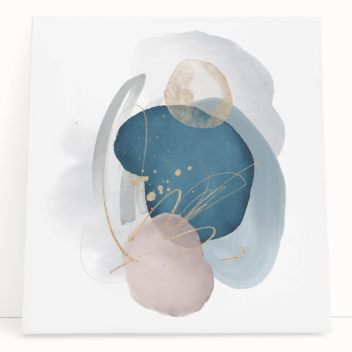 Contemporary Minimalist Wall Art – Navy Blue and Soft Gold Abstract