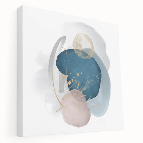 Contemporary Minimalist Wall Art – Navy Blue and Soft Gold Abstract